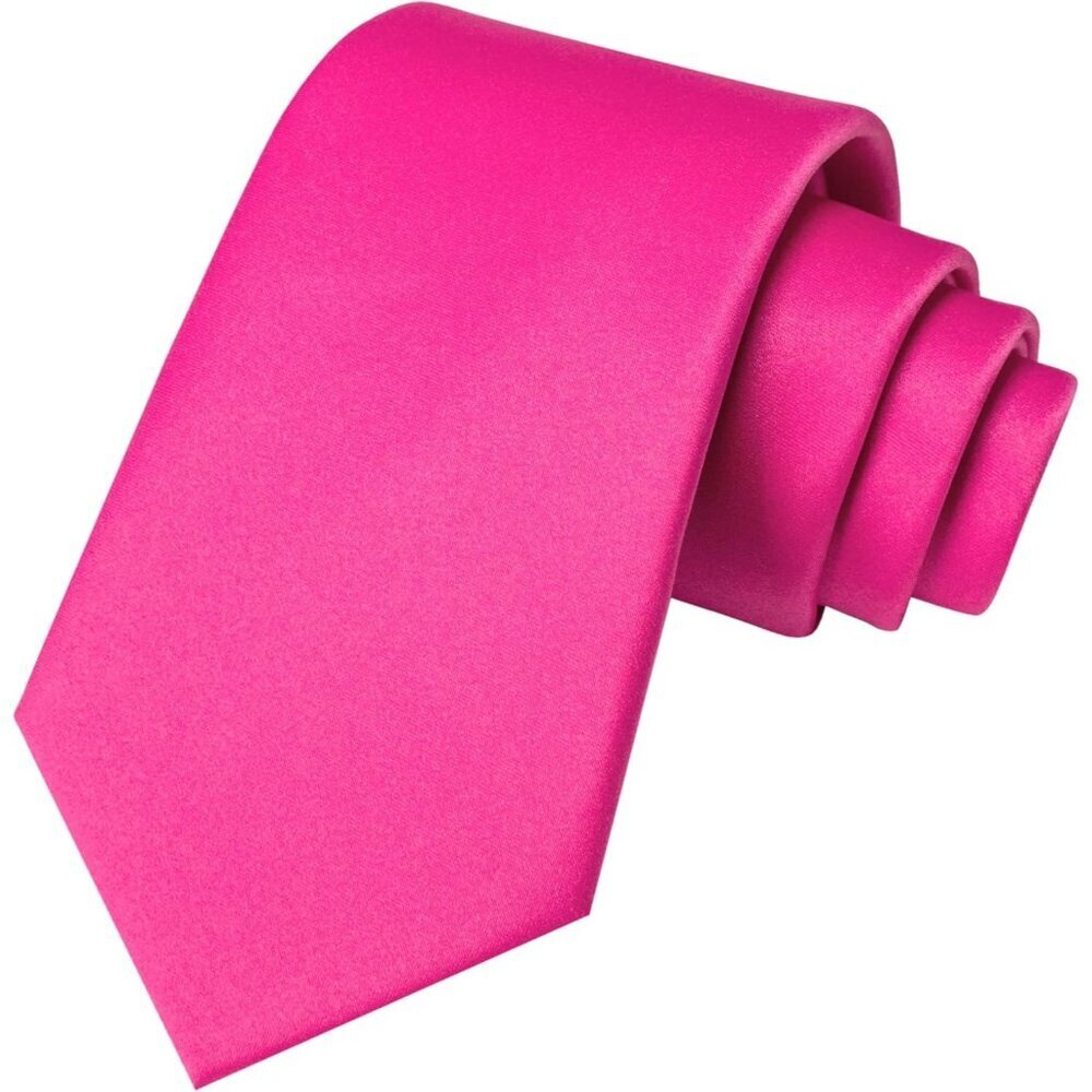 Men's Hot Pink Solid Pure Color Imported Polyester Formal Neck Ties